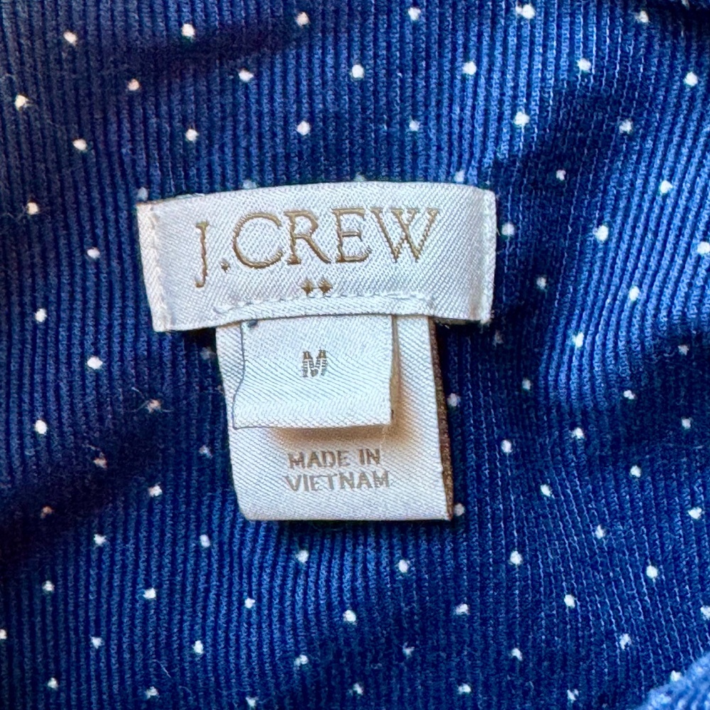 J.Crew Navy Dot Button Front Shirt Dress Cotton Casual Midi‎ - Picture 7 of 12